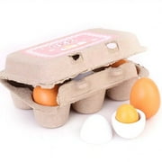 Meihuida 6PCS Wooden Eggs Yolk Pretend Play Kitchen Food Cooking Kids Children Baby Toy